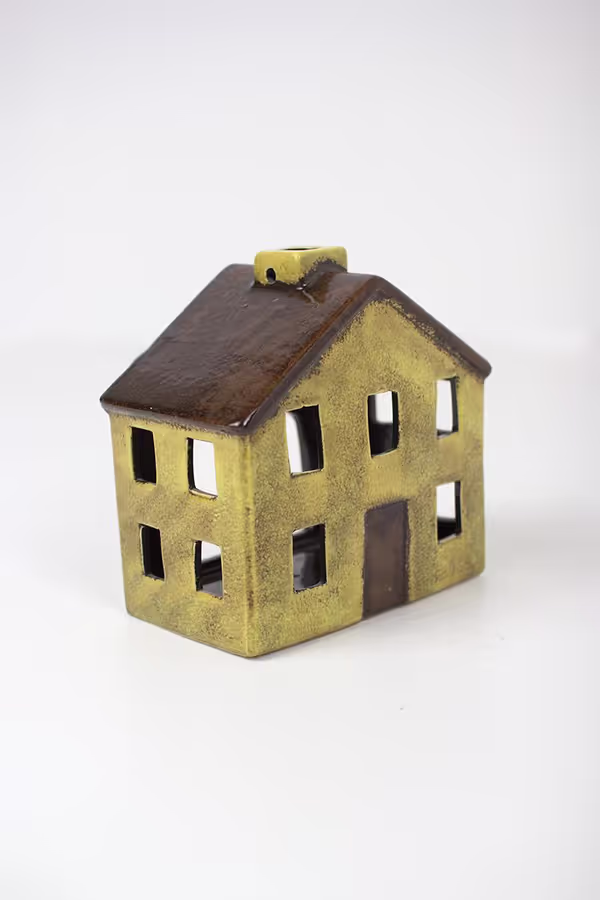 Set of 6 Colorful Ceramic Village Luminaries