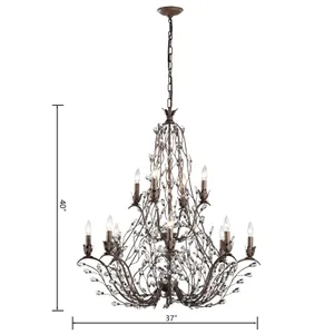 Sagemore 37'' Wide 12-Light Chandelier - Bronzed Rust 2