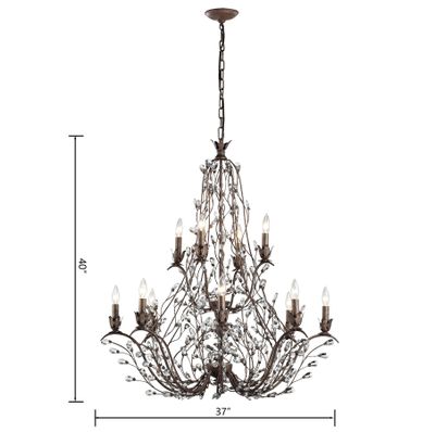 Sagemore 37″ Wide 12-Light Chandelier - Bronzed Rust