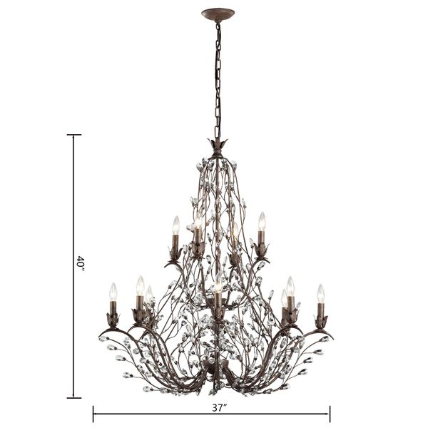 Sagemore 37'' Wide 12-Light Chandelier - Bronzed Rust