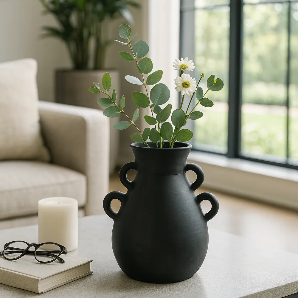 ARLOBEACH BLACK VASE 12 (IN)