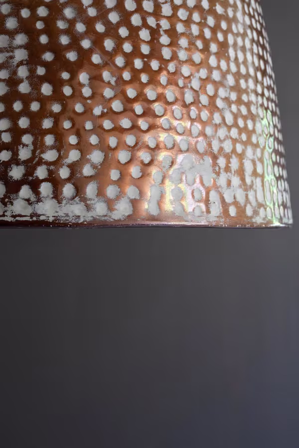 White-Washed Rustic Metal Hammered Pendant Light