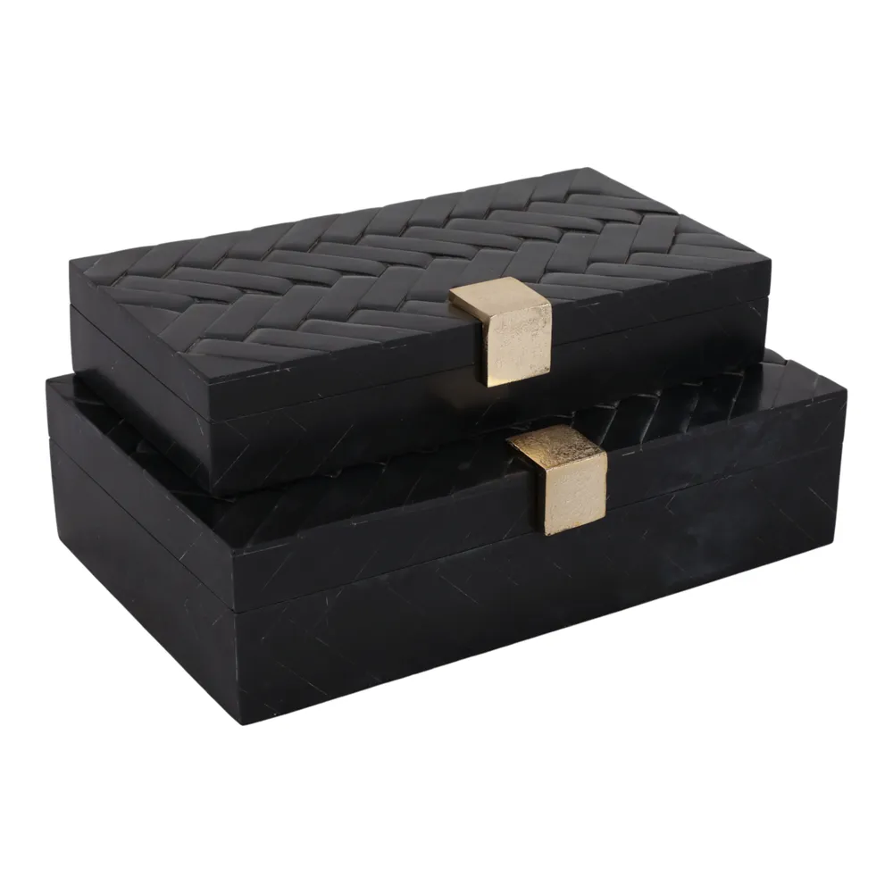 HAZENHOLM SET OF 2 BLACK BOXES 4 (IN)