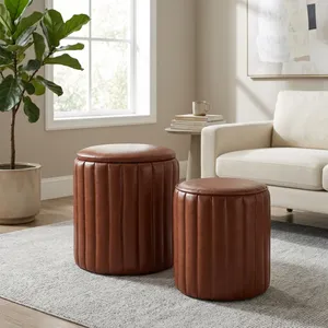 FIONACREST SET OF 2 BROWN OTTOMANS 18 (IN) 12