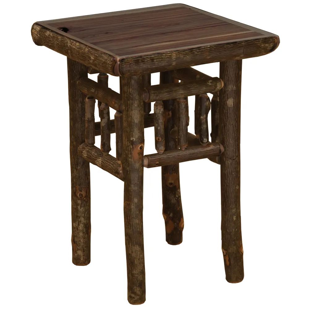Hickory Log Open End Table - Slate