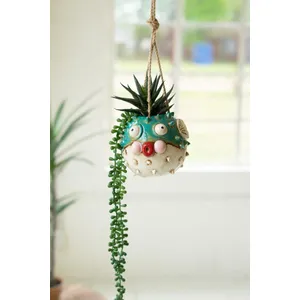 Ceramic Hanging Blowfish Planter 1