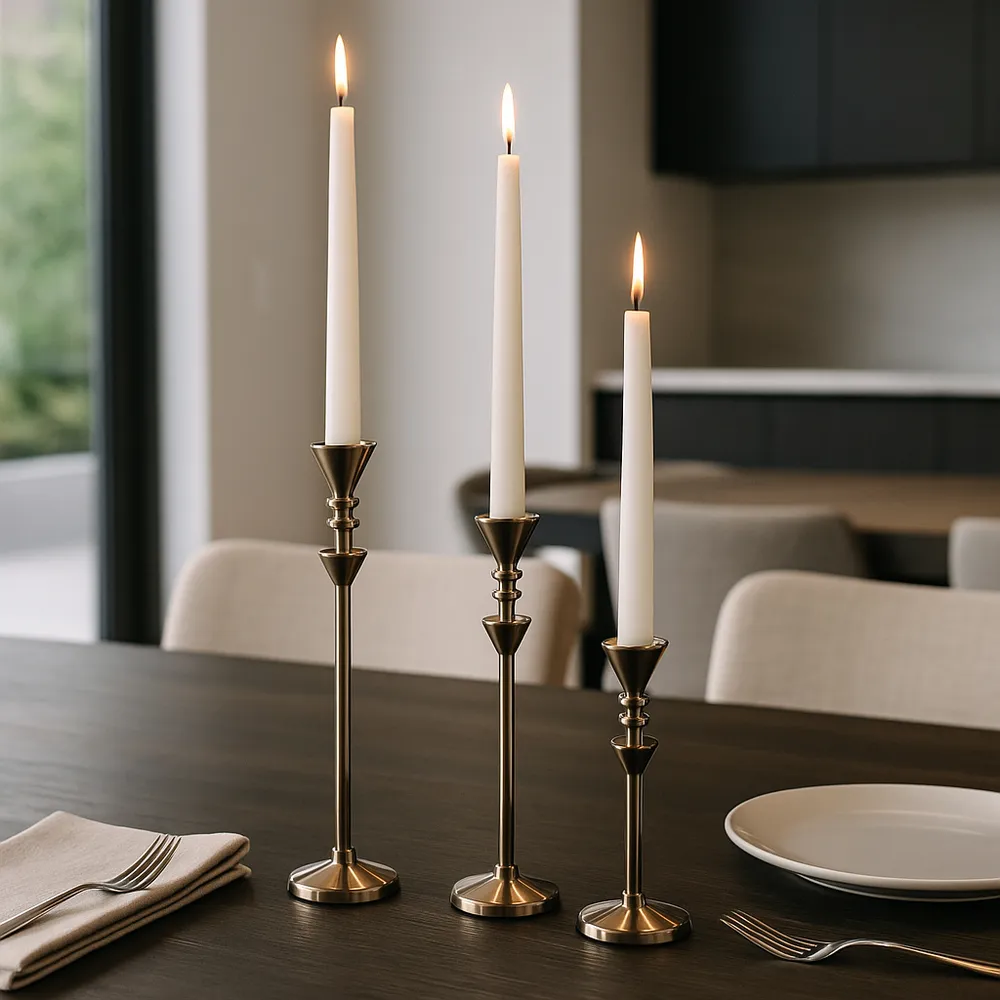 BREWERHAM SET OF 3 BRONZE CANDLESTICK 16 (IN)