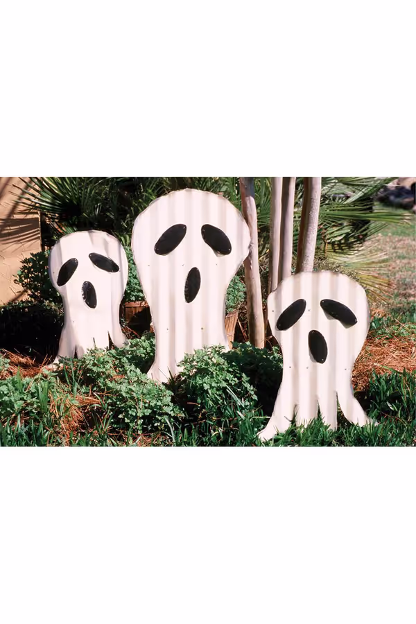Set of 3 Corrugated Ghosts Yard Art