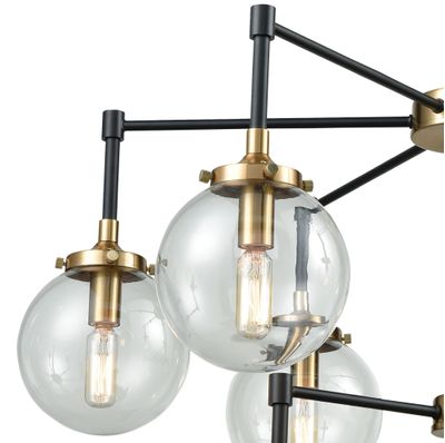 Boudreaux 30'' Wide 9-Light Chandelier - Matte Black with Antique Gold