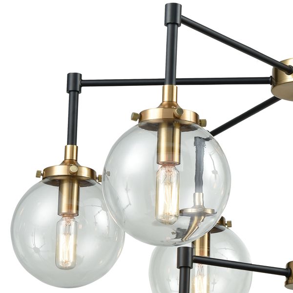 Boudreaux 30'' Wide 9-Light Chandelier - Matte Black with Antique Gold
