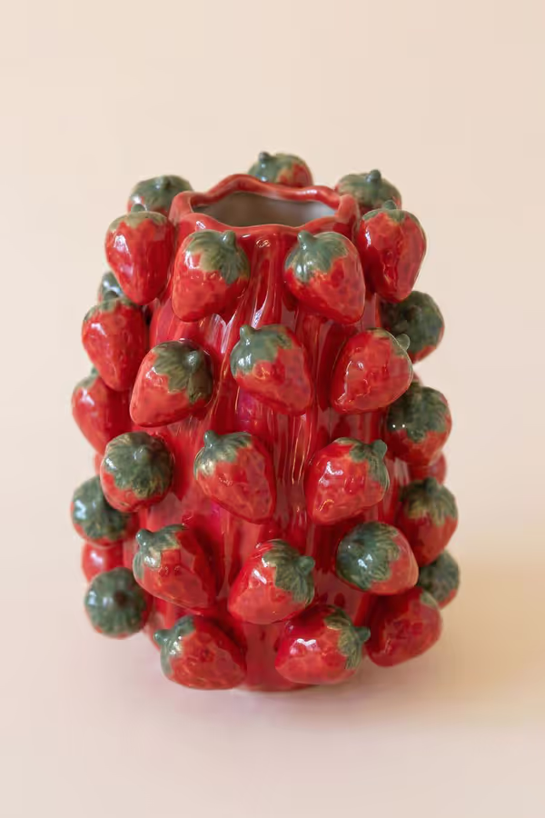 Ceramic Strawberries Vase