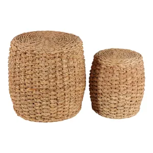 ZANEWELL SET OF 2 TAN OTTOMANS 17 (IN) 6