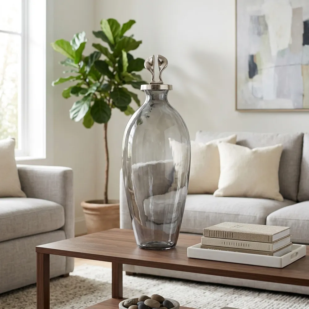 FORDHAMDALE GRAY GLASS VASE 21 (IN)