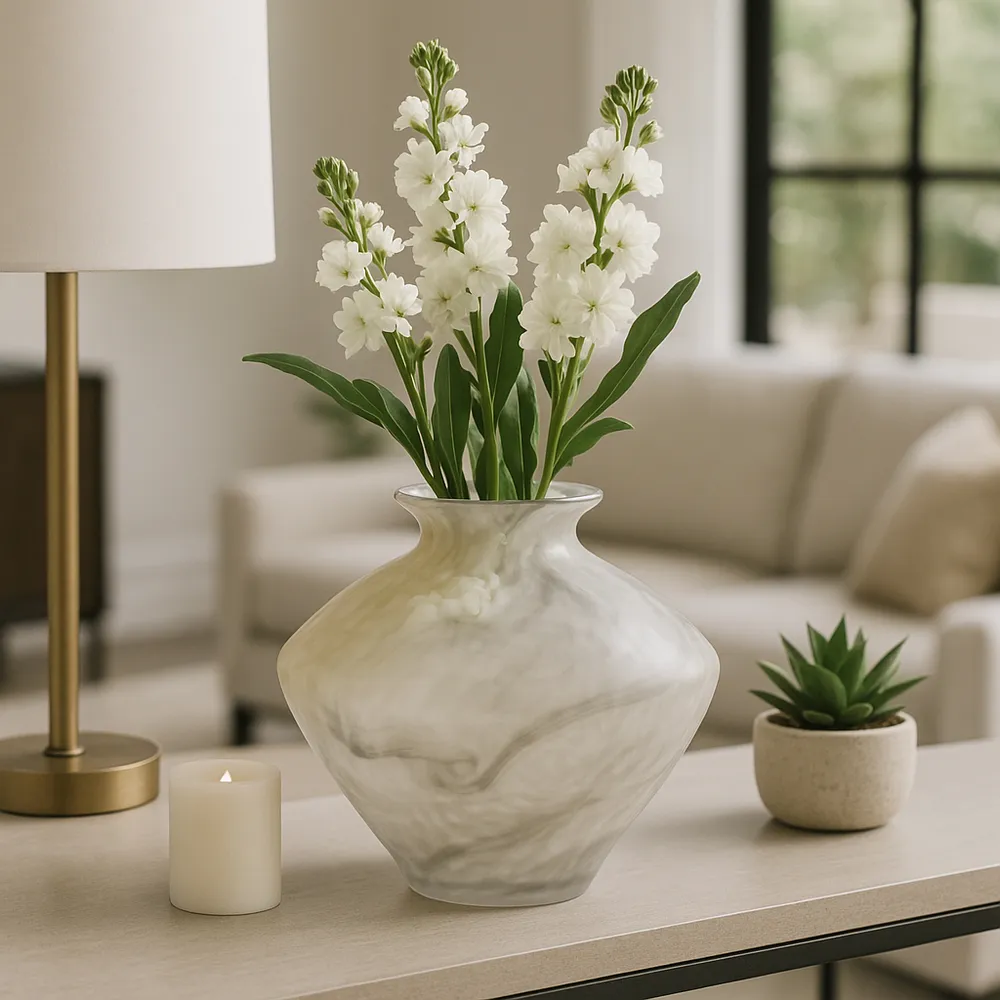 ROLANDCROSS IVORY GLASS VASE 10 (IN)