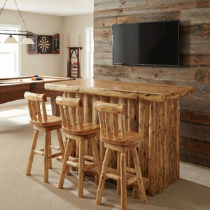 Cedar Log 5-foot Bar - Coffee - Armor Finish - Fridge on Right 1