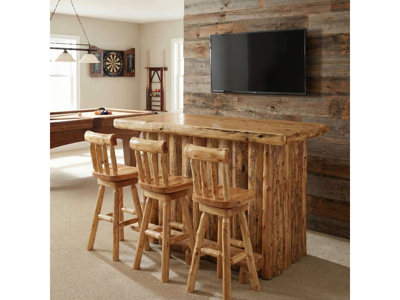 Cedar Log 5-foot Bar - Coffee - Armor Finish - Fridge on Right 1