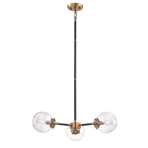 Boudreaux 26'' Wide 3-Light Chandelier - Matte Black with Antique Gold 1