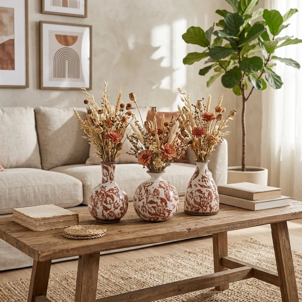 DAMIENLEY SET OF 3 BROWN VASES 6 (IN)