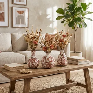 DAMIENLEY SET OF 3 BROWN VASES 6 (IN) 2