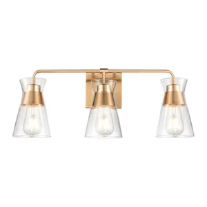 Brookville 22″ Wide 3-Light Vanity Light - Burnished Brass 1