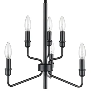 Saginaw 18″ Wide 6-Light Chandelier - Matte Black 4