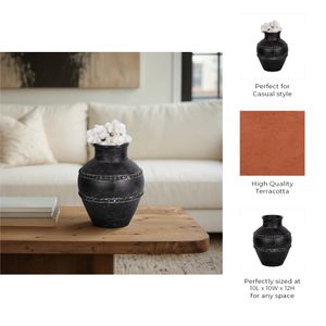 ROSEBEACH BLACK VASE 12 (IN) 10