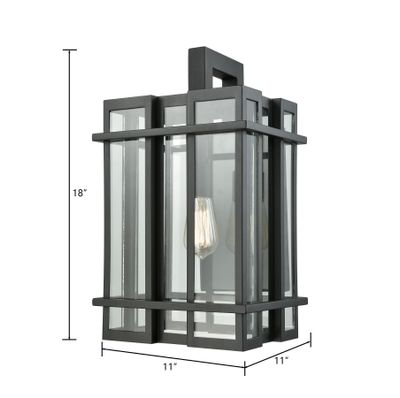Glass Tower 18″ High 1-Light Outdoor Sconce - Matte Black