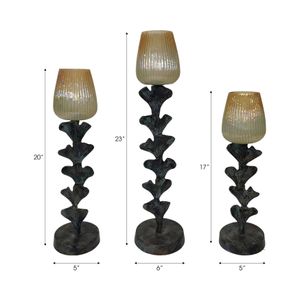 WALTONPARK SET OF 3 GRAY CANDLE HOLDER 23 (IN) 10