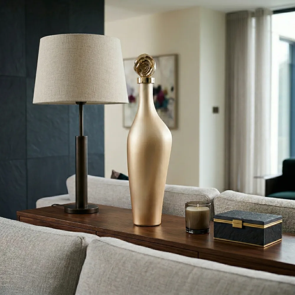 BAKERSHAW GOLD GLASS VASE 22 (IN)
