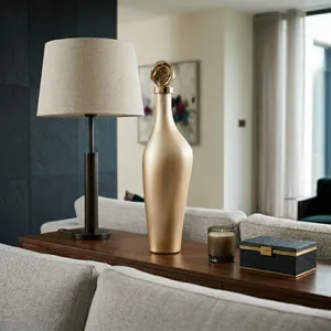 BAKERSHAW GOLD GLASS VASE 22 (IN) 12