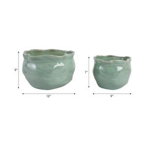 DRAPERSTONE SET OF 2 GREEN PLANTER 9 (IN) 9