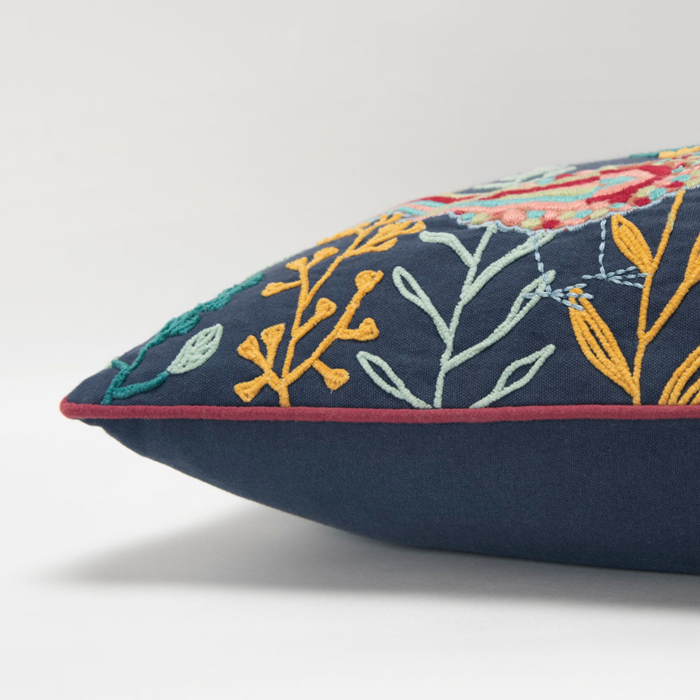 Embroidered Cotton Throw Pillow