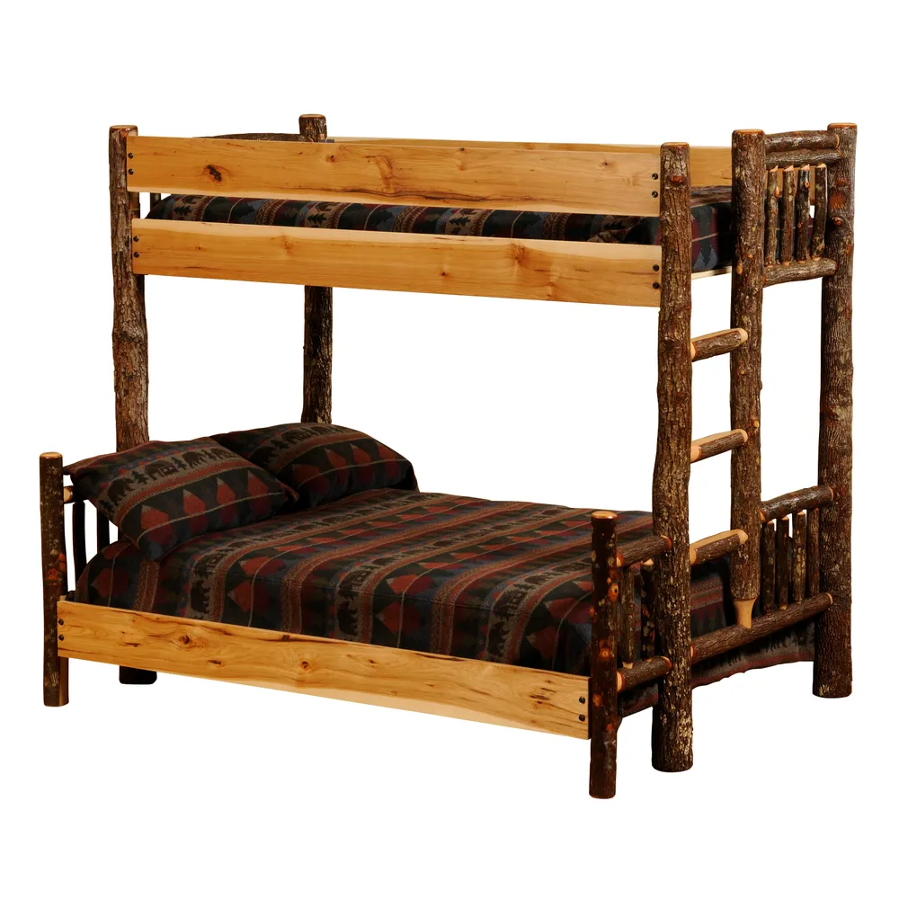 Hickory Log Bunk Bed - Single/Single - Ladder Right - Natural