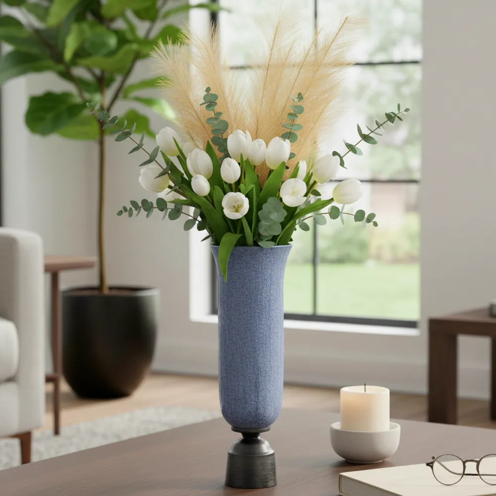 ELTONBROOK BLUE GLASS VASE 16 (IN)