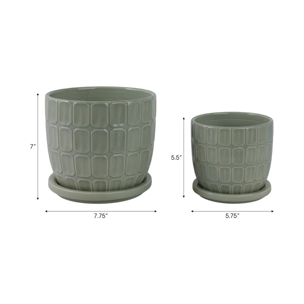LEONAHAM SET OF 2 GREEN PLANTER 7 (IN)