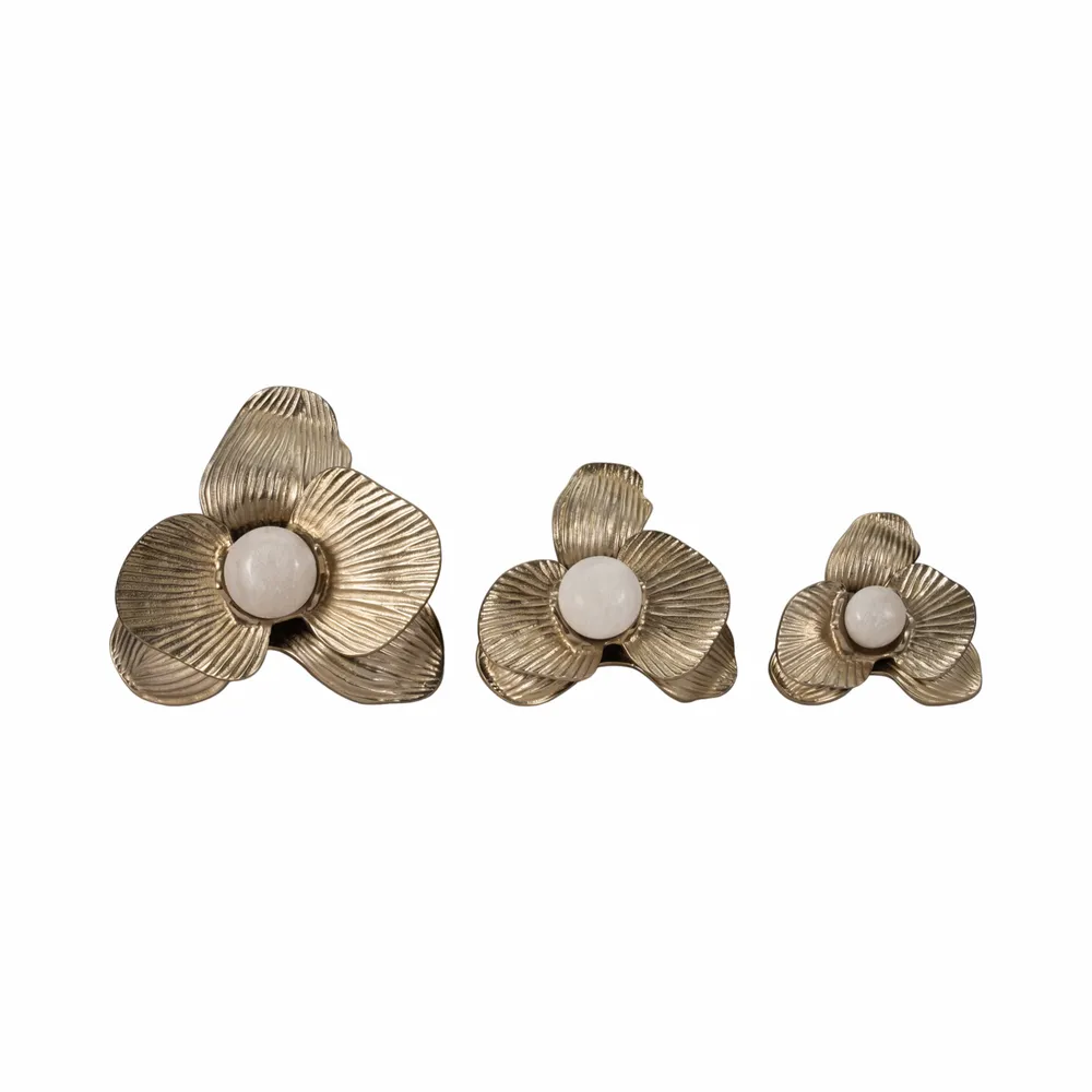 ARLOCREST SET OF 3 GOLD WALL FLOWERS 7 (IN)