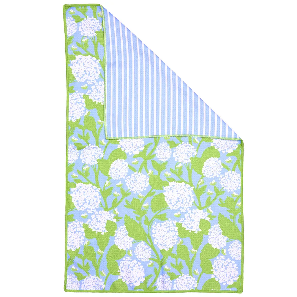 Hydrangea Bloom Waffle Weave Tea Towel