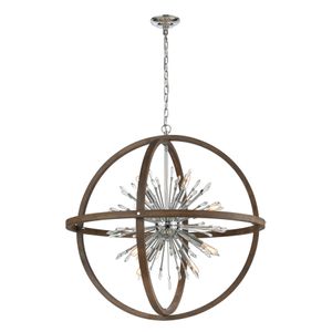 Morning Star 19.5'' Wide 6-Light Chandelier - Aged Fir with Chrome 1
