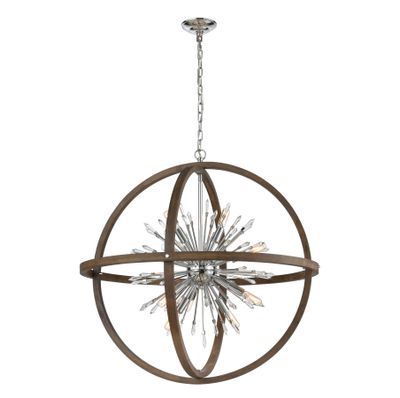 Morning Star 19.5″ Wide 6-Light Chandelier - Aged Fir with Chrome