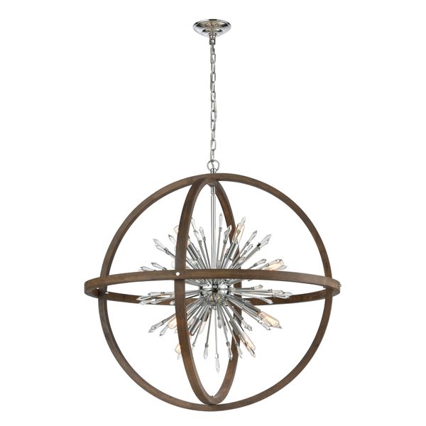 Morning Star 19.5'' Wide 6-Light Chandelier - Aged Fir with Chrome