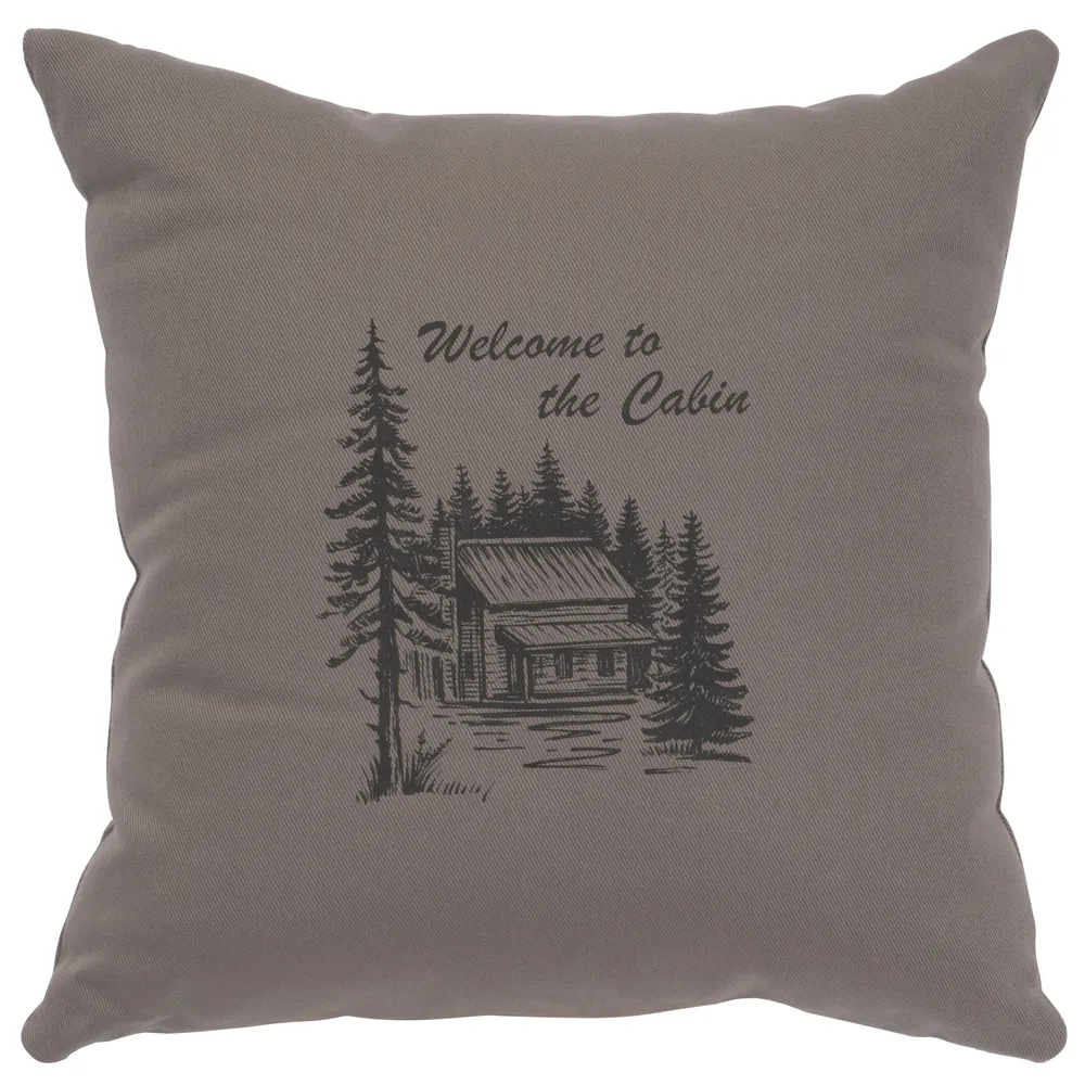 Image Pillow - Welcome Cabin - Cotton Chrome