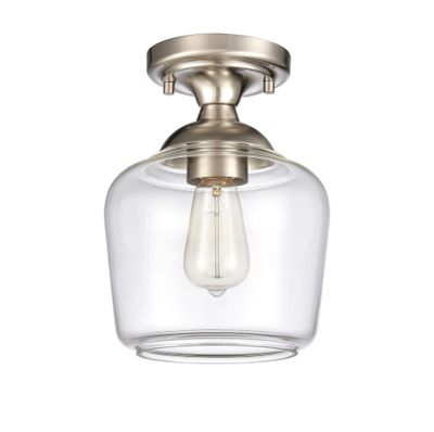 Agnes 8″ Wide 1-Light Semi Flush Mount - Satin Nickel