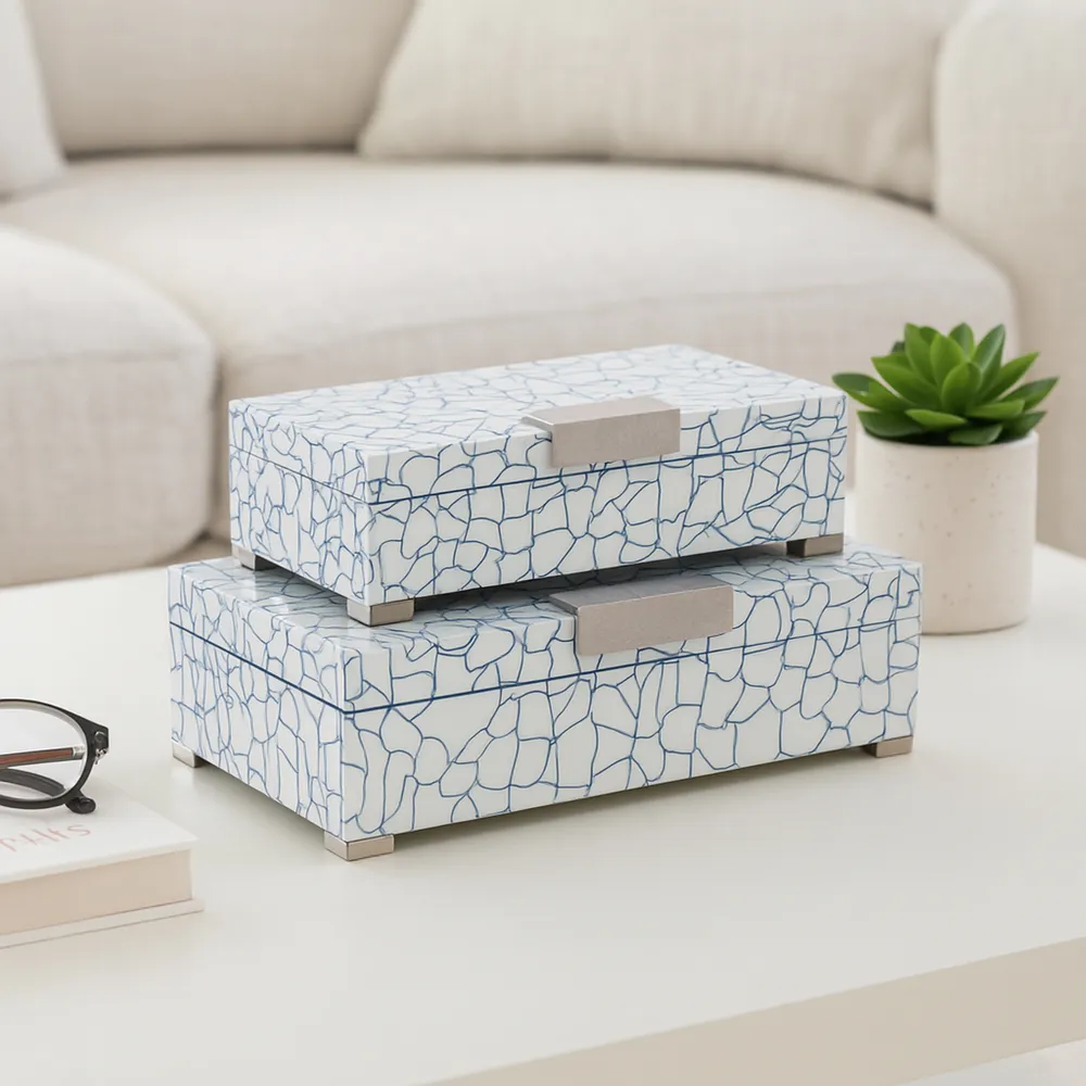 DEWEYFIELD SET OF 2 BLUE BOXES 5 (IN)