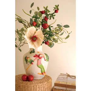 Ceramic Christmas Vase with Skier 1