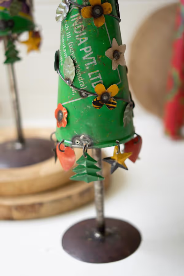 Set of 2 Recycled Iron Christmas Trees