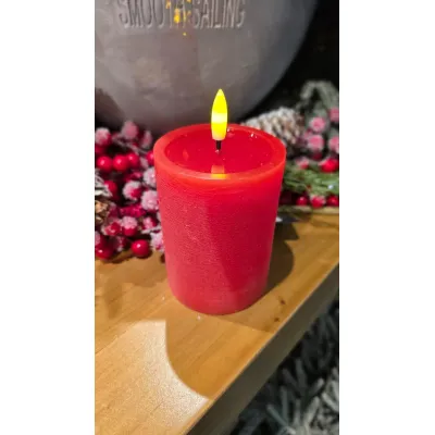 Red Melted Realistic Flame 3x4in LED Candle