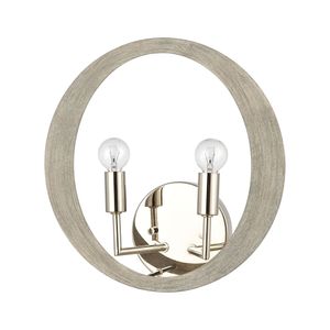 Retro Rings 12'' High 2-Light Sconce - Sandy Beechwood 2