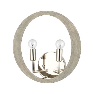 Retro Rings 12″ High 2-Light Sconce - Sandy Beechwood