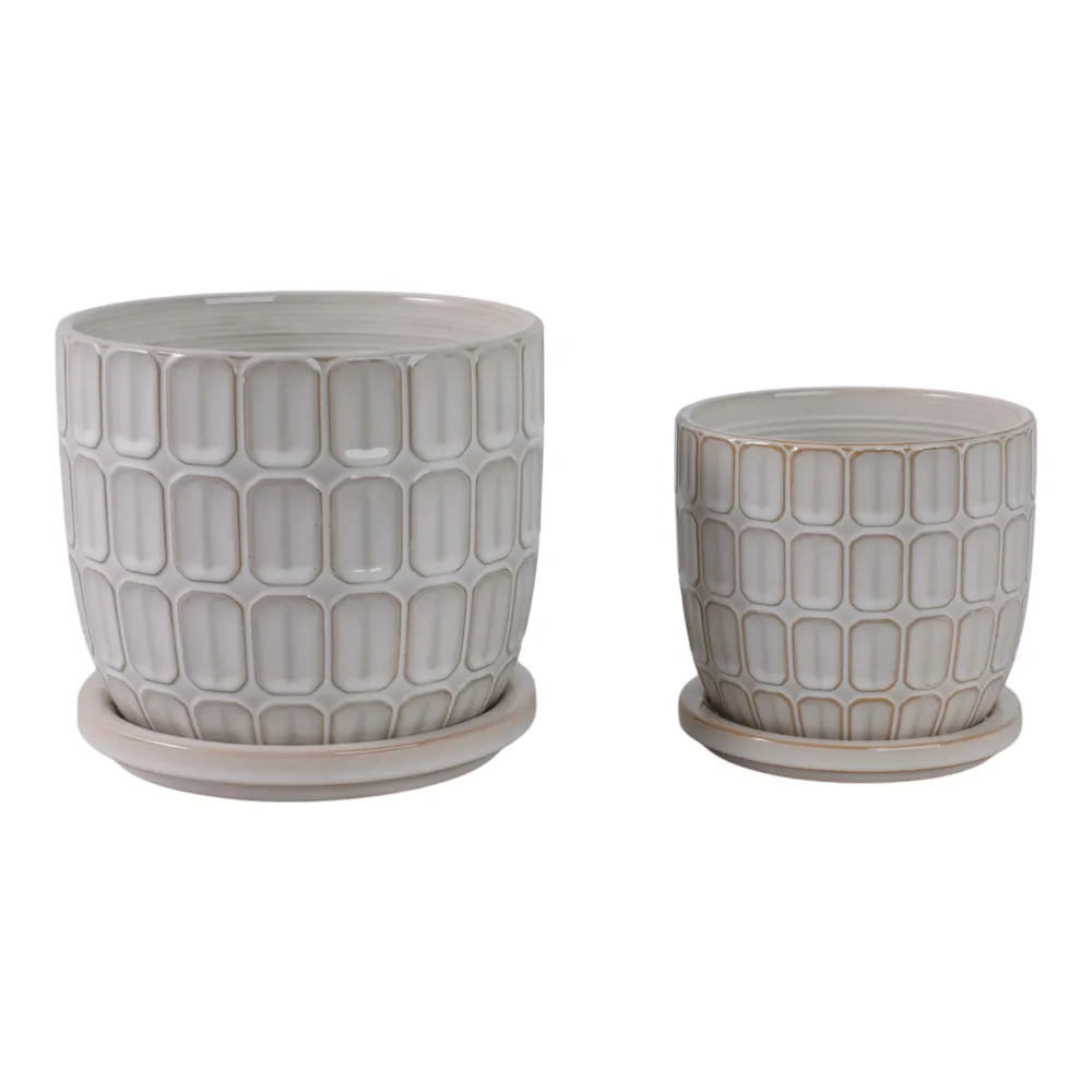 LEONAHAM SET OF 2 WHITE PLANTER 7 (IN)