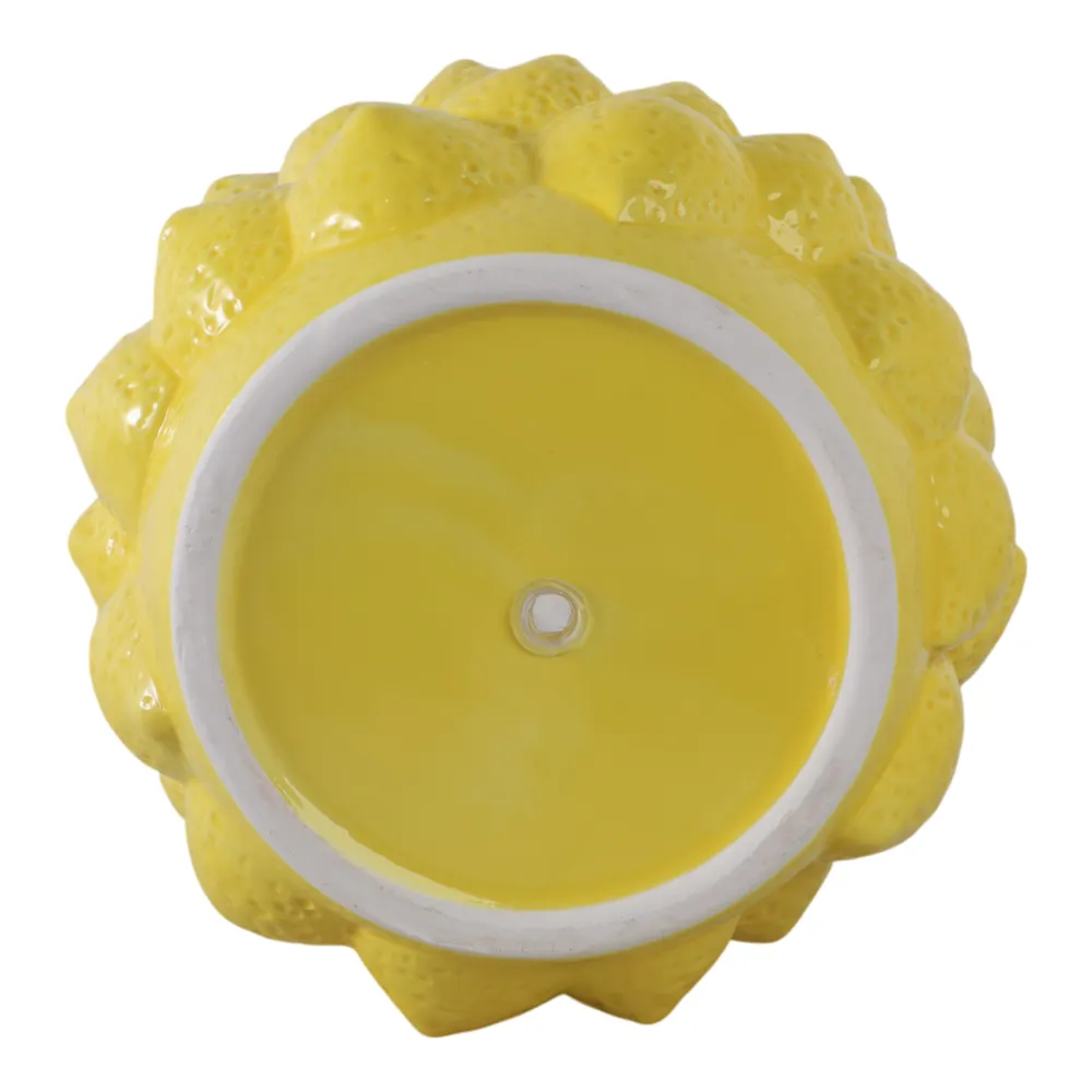 8" LEMONS FLOWER POT, YELLOW